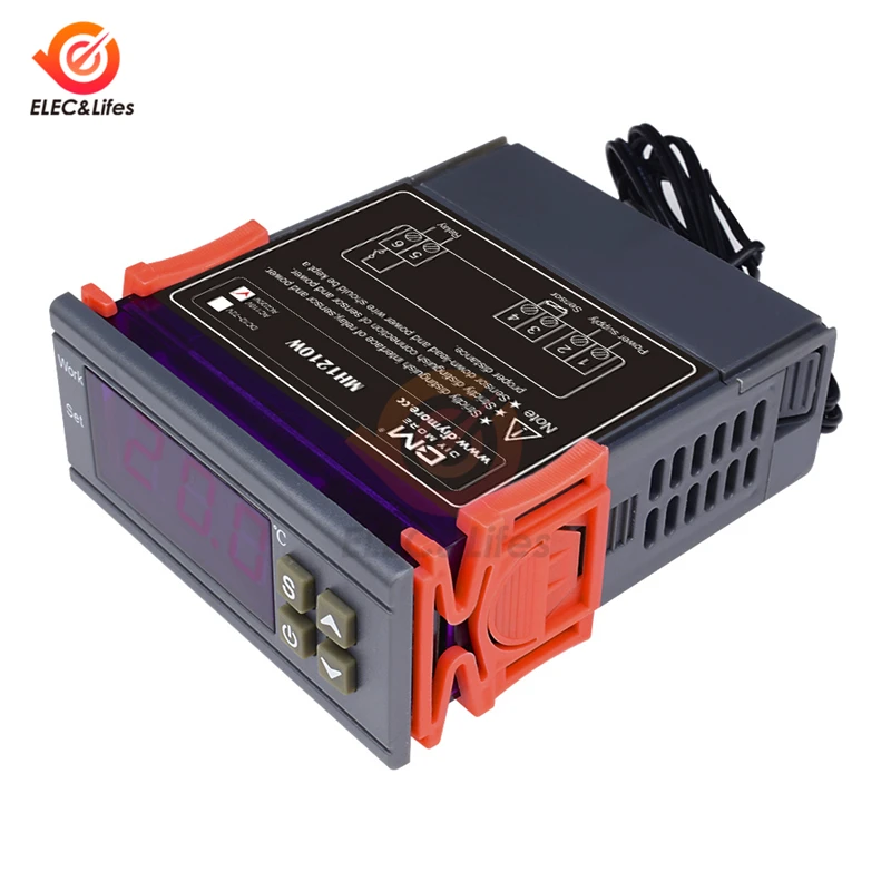 Цифровой термостат MH1210W AC 110-220V DC 9-72V 10A регулятор температуры Переключатель темп метр терморегулятор для инкубатора коробка