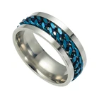 Мужское вращающееся кольцо из нержавеющей стали, кольцо 8 мм с титановым покрытием, 5 цветов, в стиле панк, индивидуально подходит вечерние, Подарочная бижутерия