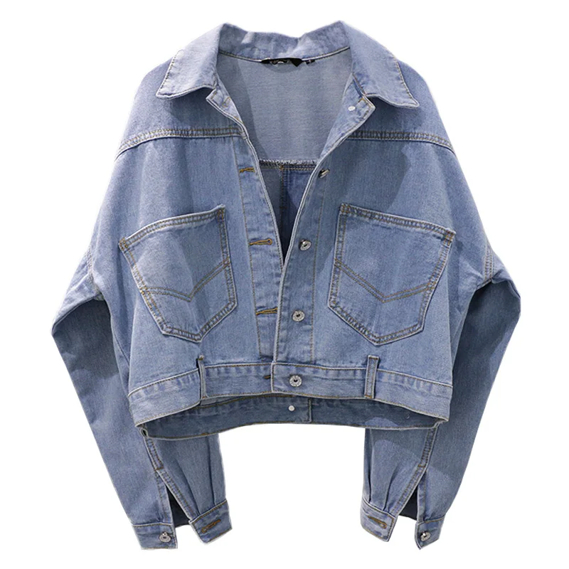 

2019 Fashion Women Basic Coat Denim Jacket Women Autumn Loose Long Sleeve Street Jacket Winter Lapel Breasted Casual Outerwear