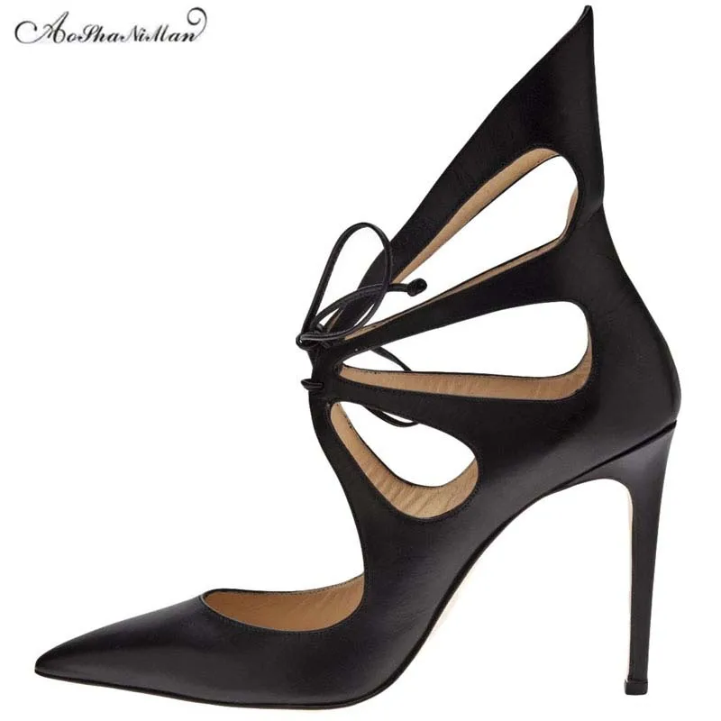 Женские туфли-лодочки на высоком тонком каблуке с острым носком шпильке из