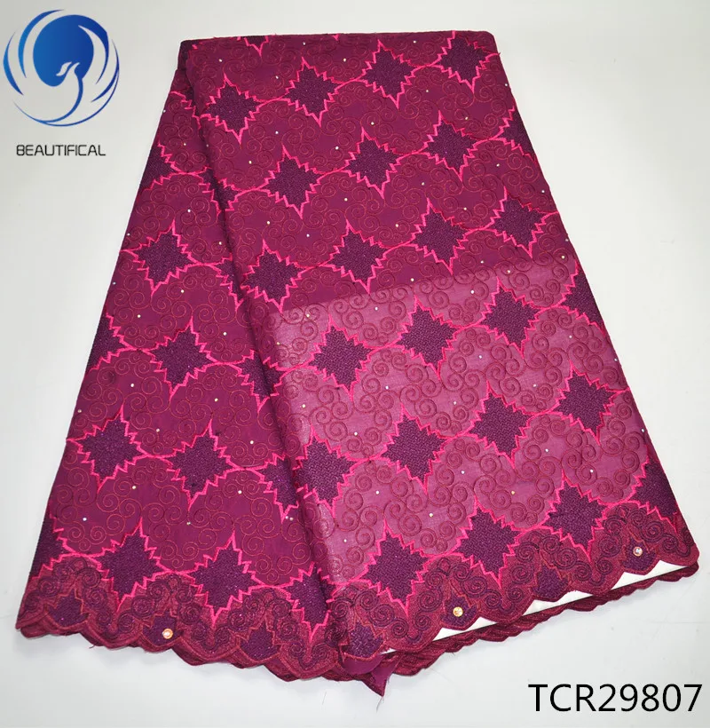 BEAUTIFICAL african swiss lace fabric cotton pink voile in switzerland high quality 5yards TCR298 | Дом и сад