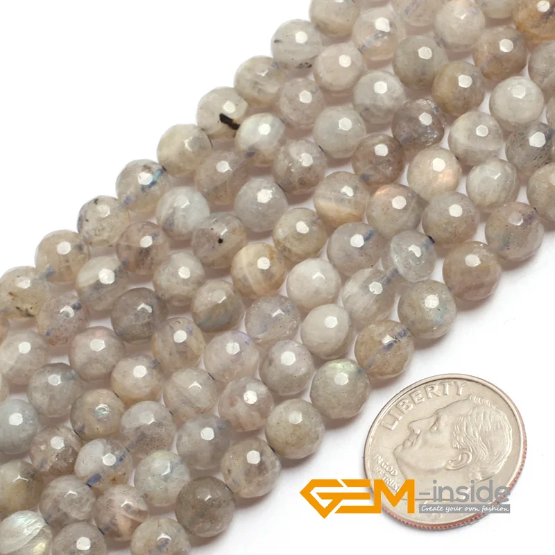 Круглый граненый бисер Лабрадорит Натуральный камень DIY свободный шарик для