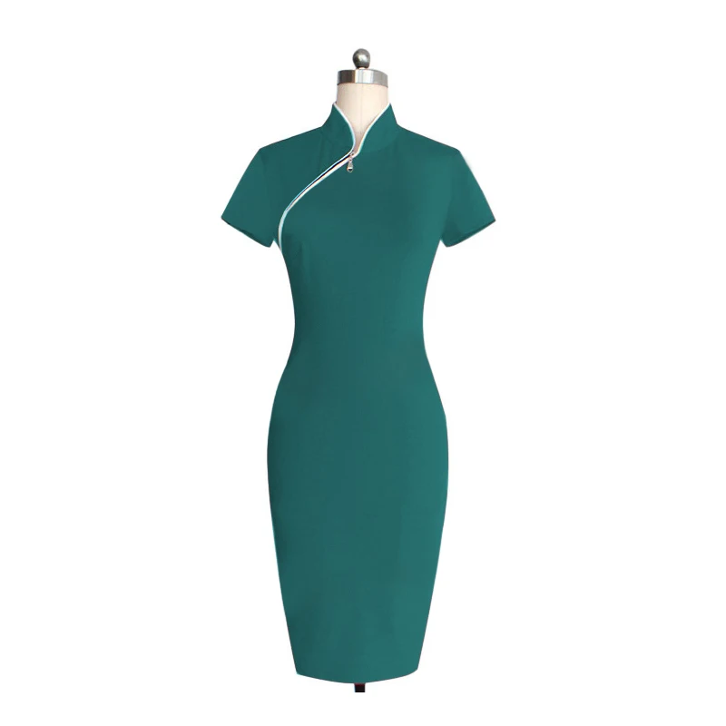 Oxiuly женские Элегантный Cheongsam Китайский Стиль Винтаж нерегулярные спереди молния