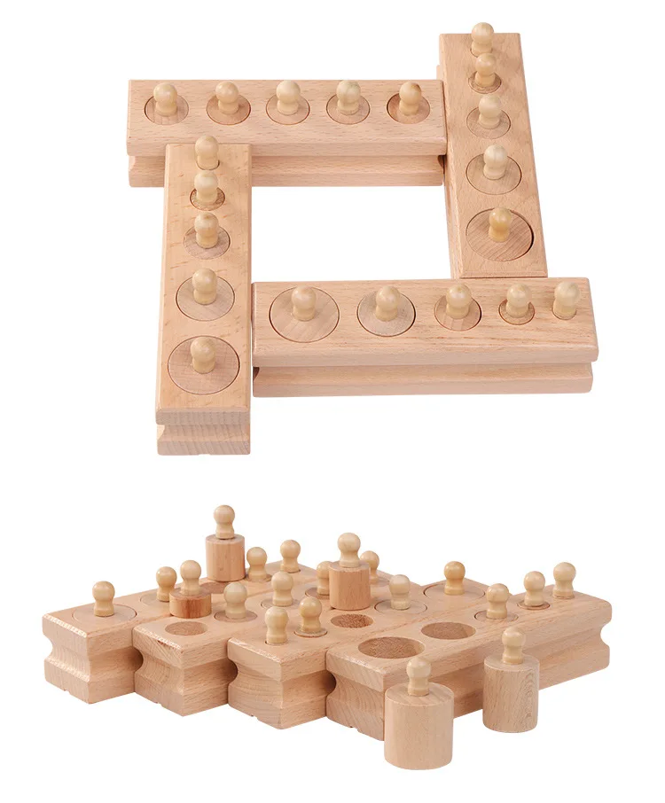 

Wooden children's early education toy teaching aids cylindrical socket Montessori baby wooden toys
