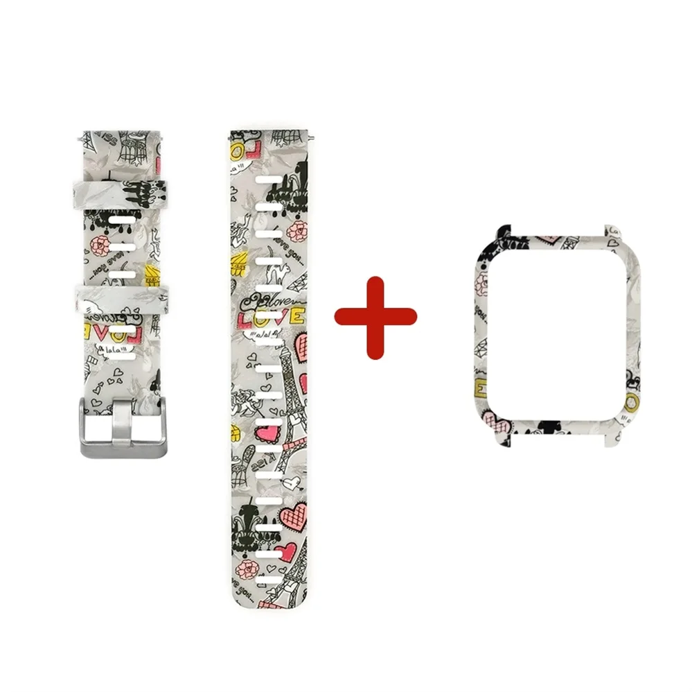 Package 7 Для Amazfit ремешок Bip 20 мм ремешок для часов Камуфляжный силиконовый браслет для Xiaomi Huami Amazfit Bip Bit молодежный чехол Крышка Аксессуары - Цвет: Package 7