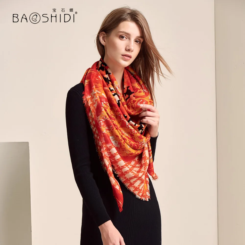 [BAOSHIDI] роскошный бренд 100% шерсть квадратные шарфы модные осенние и зимние шарф