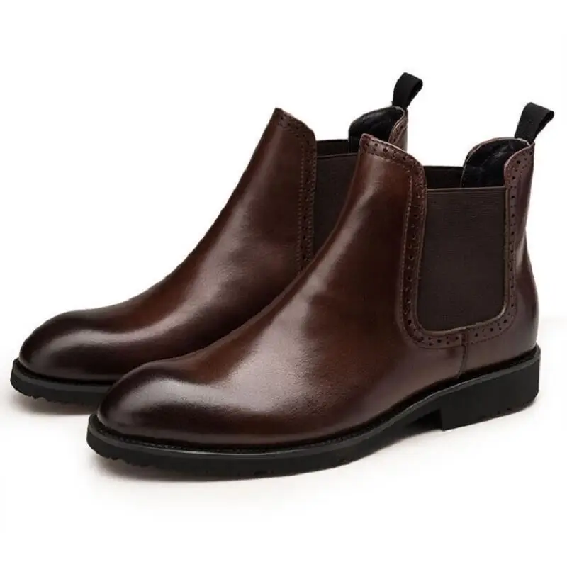 MYCOLEN/мужские ботинки из натуральной кожи Цвет Черный с круглым носком Роскошные