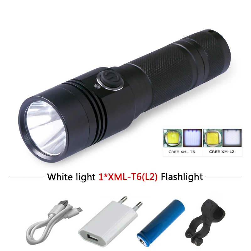 Мини usb светодиодный фонарик cree xml t6 18650 перезаряжаемый водонепроницаемый xm l2