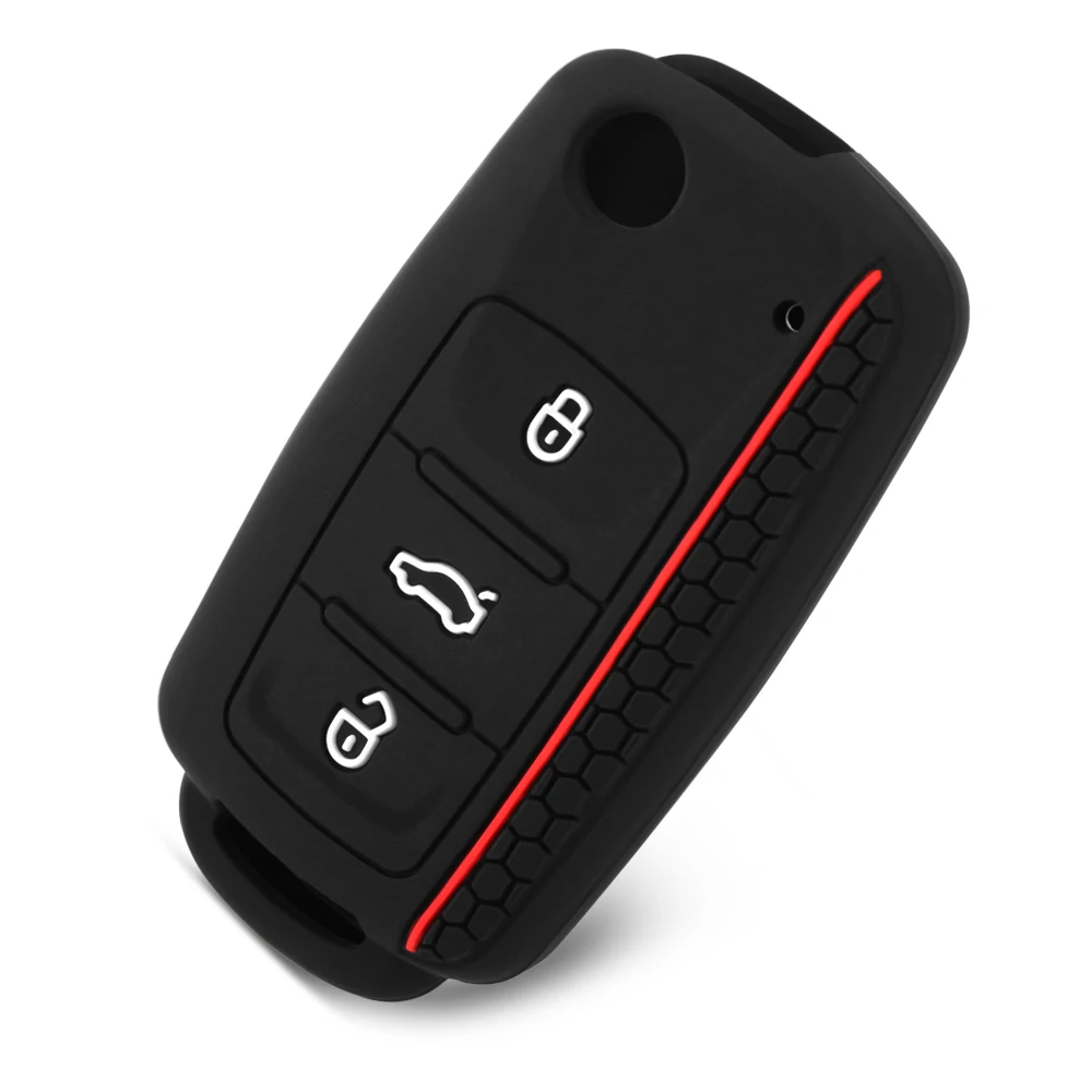 New Design Car Key Case for VW Golf Jetta Skoda Yeti Superb Rapid Octavia SEAT Leon Ibiza 3 Button Silicone Cover | Автомобили и