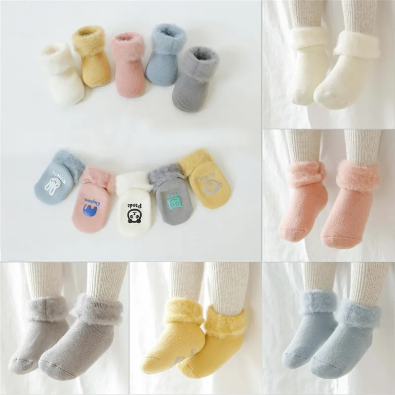 Emmababy Baby boys girl Winter Thick Terry Floor Socks Warm Newborn Cotton Boys Girls Cute Toddler | Детская одежда и обувь