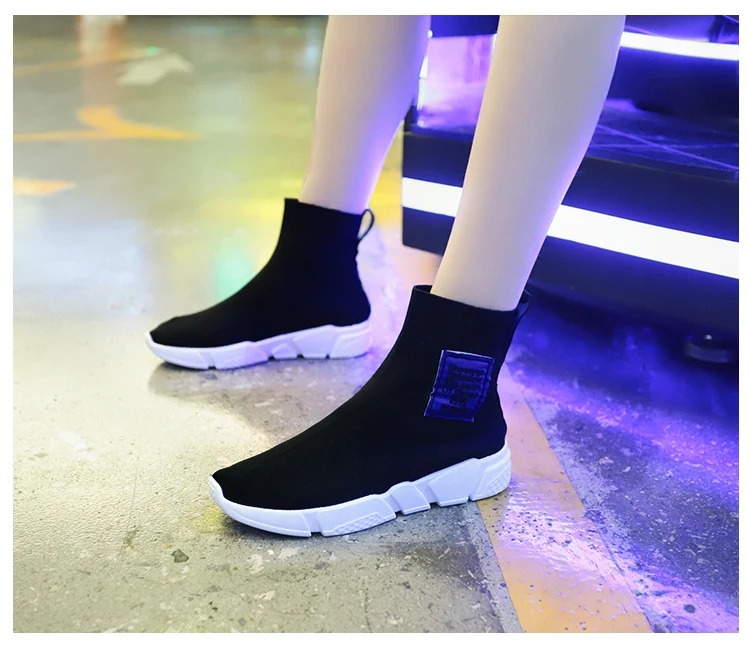 WGZNYN новые кроссовки Женская Корейская версия из Ulzzang дышащей эластичной носки Женская обувь Harajuku Повседневное плоское дно дикий W03