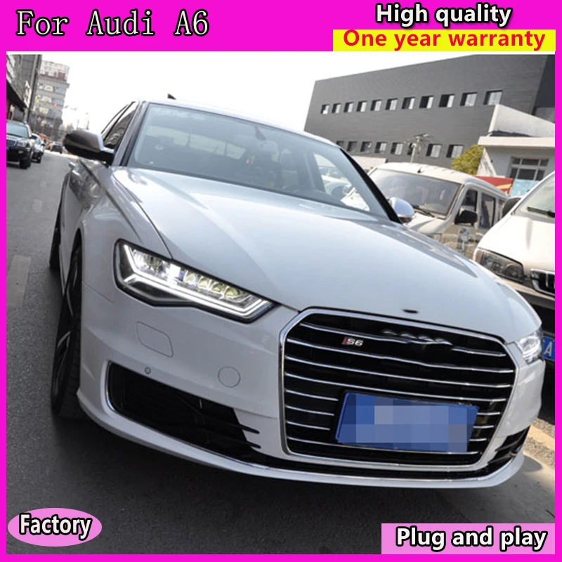 Автомобильный Стайлинг для Audi A6 фары- A6 светодиодный фары DRL Объектив Двойной Луч би-светодиодный объектив Автомобильная фара