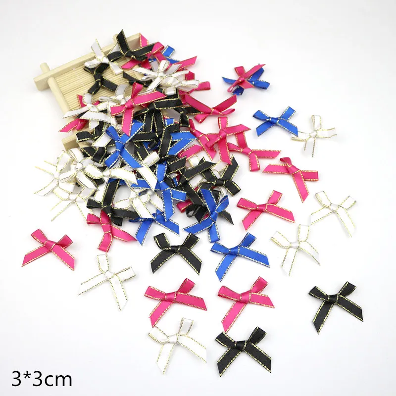 Mix colour Bows c 100 шт. цвет атласные банты DIY Craft Supplie Свадебная вечеринка Декор подарочная упаковка Bowknots Вышивание головные уборы интимные аксессуары аппликации - Цвет: Mix colour Bows c