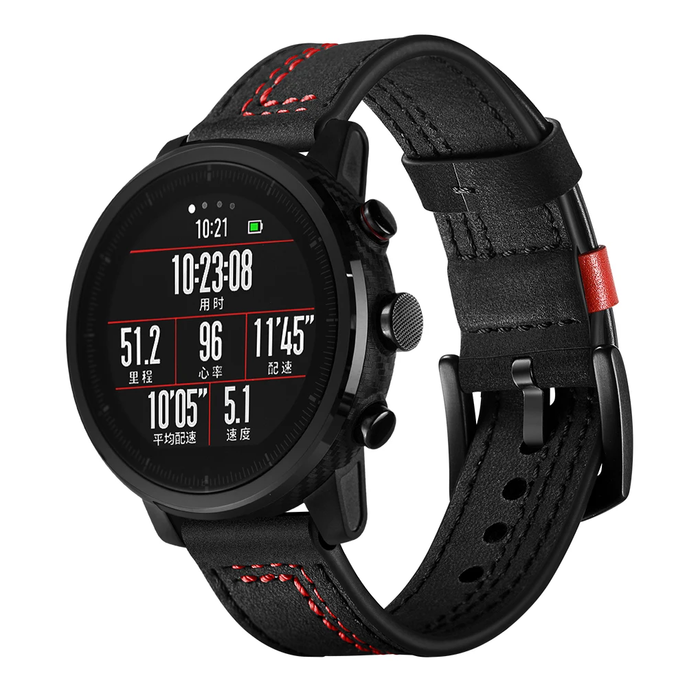 3 цвета ремень из коровьей кожи для HUAMI Amazfit Stratos 1/2 ремни Смарт часы ремешок 22 ремешок для часов, мм Браслеты Аксессуары