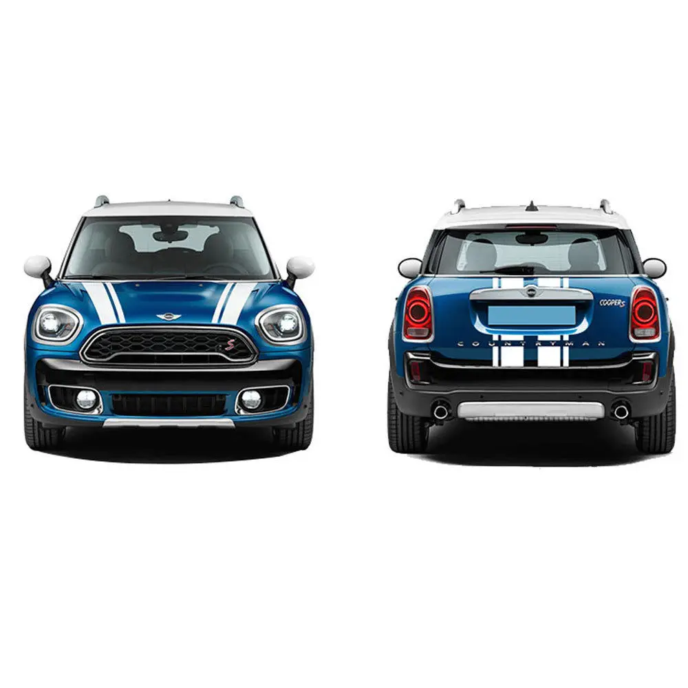 Наклейки в полоску с капюшоном и задней графикой для Mini Cooper Countryman F60 2017