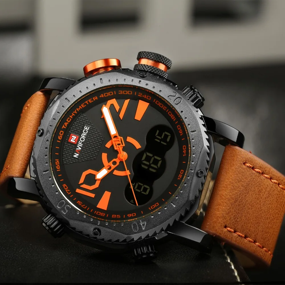 2017 Fashion Brand Men Sport Watches Men's Quartz Digital Clock Man Leather Strap Army Military Wrist watch relogio masculino | Наручные