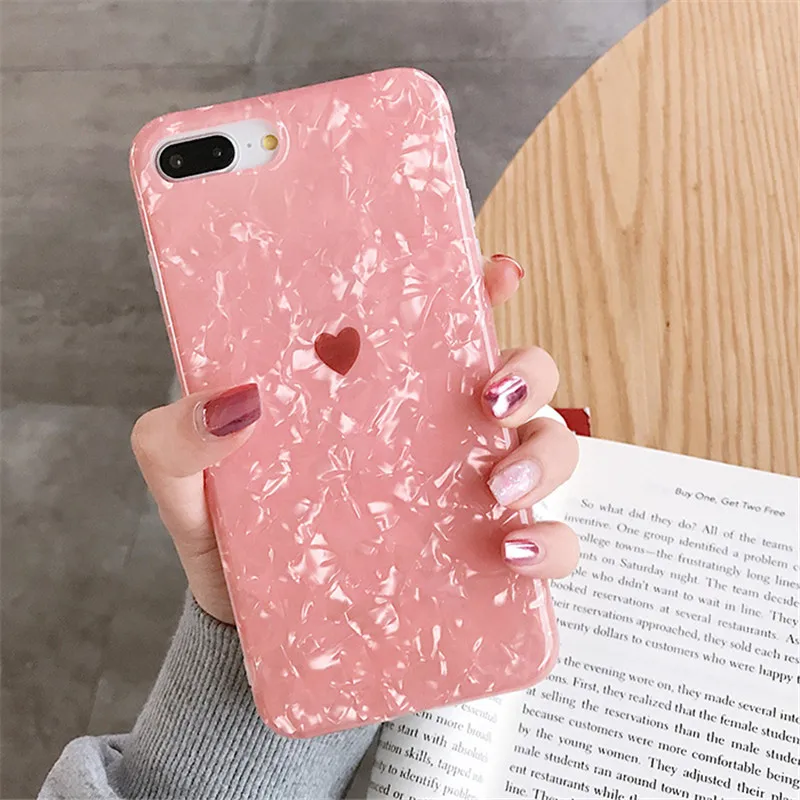 Simple Glitter Love Heart phone case For iphone XS Max X XR for 6 6s 7 8 plus soft tpu back cover |