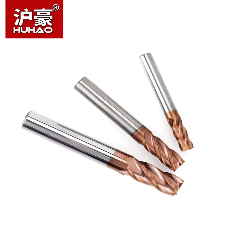 HUHAO 1pc Tungsten Steel Spiral Angle 35 Deg Milling Cutter Alloy Coating Router Bits HRC50 CNC Tool 4 Flutes End Mill For Metal |