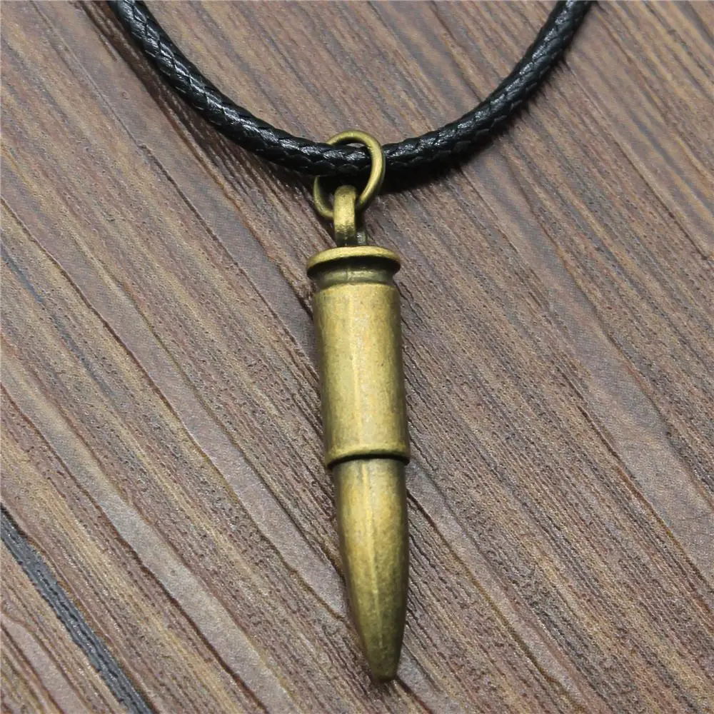 3D пуля ожерелье восковая веревка цепочка кулон черная кожаная дропшиппинг|Ожерелья с подвеской| |