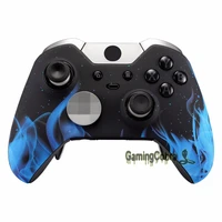 extremerate blue flame fire design soft touch grip front shell cover for xbox one elite controller model 1698
