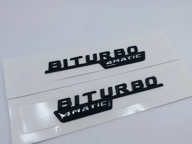 Матовый черный хром Turbo 4matic Biturbo 4matic+ эмблема на КРЫЛО боковой Supercharge логотип для автомобильного стайлинга Стикеры для Mercedes Benz - Название цвета: BLACK 15