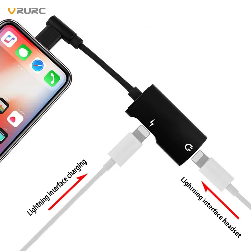 VRURC For Lightning Adapter iPhone X 10 Charging 8 7 Plus Charger Splitter Headphone Mini Portable | Мобильные телефоны и