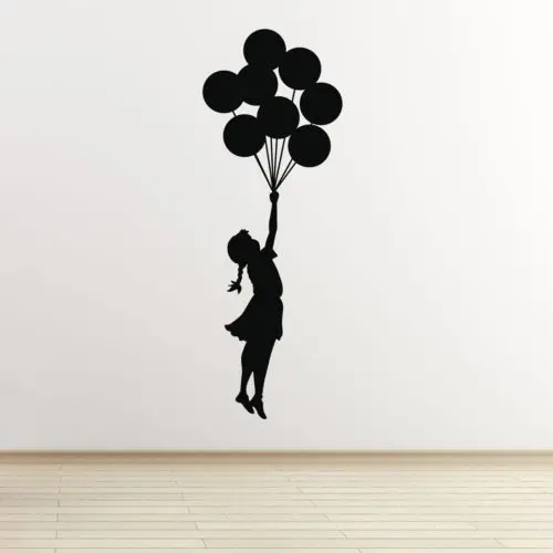 Наклейка на стену Banksy Летающая девочка-самоклеящиеся граффити YY047 | Дом и сад