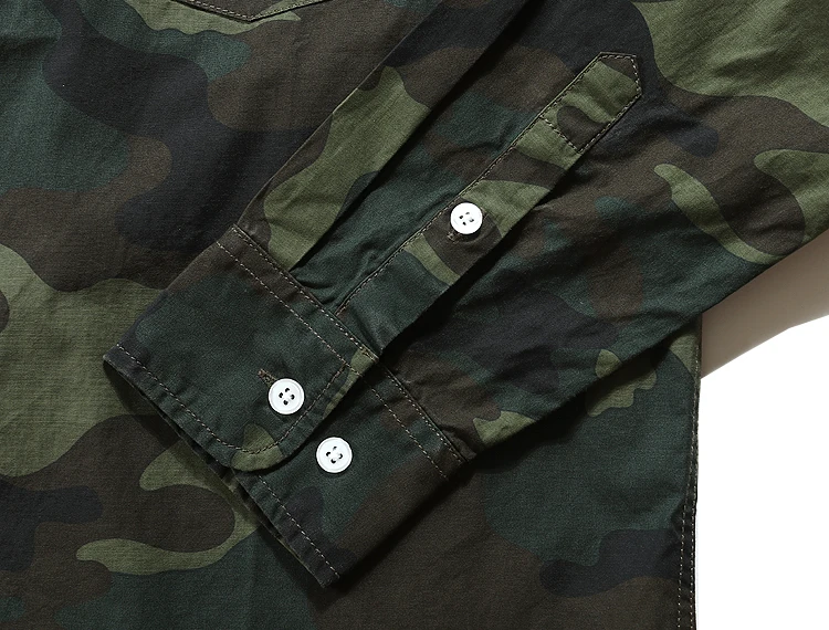 Мужские модные повседневные Длинные рукава Camo платье рубашка хлопок военные