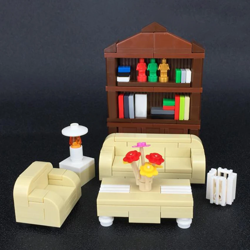Мебель для гостиной диван стол стул блок строительные блоки город MOC аксессуары