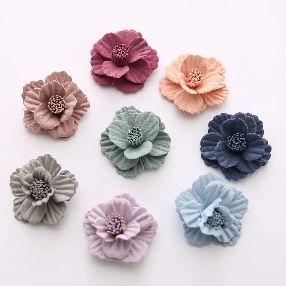 

32mm Velvet Fabric Hair Flowers,Rolled Rosettes ladies Girls vein petal Flowers For Hair Accessories/Hair Decoration