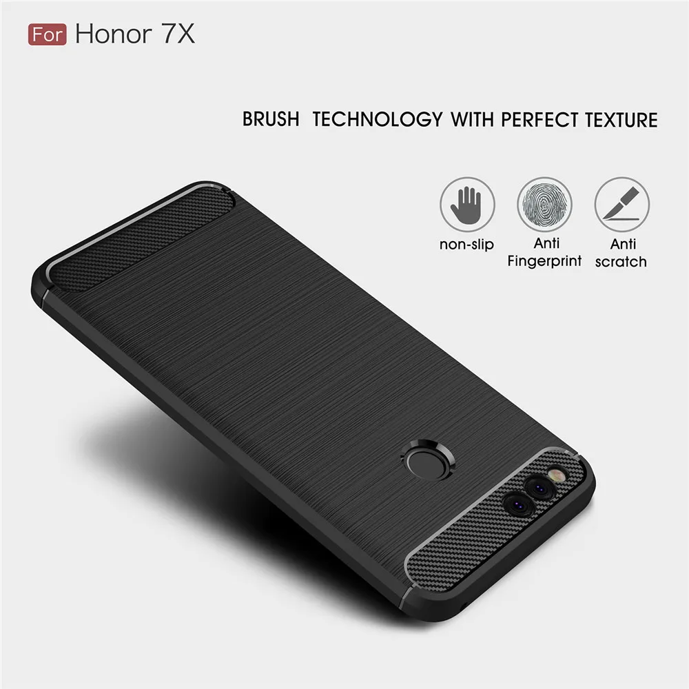 Силиконовый чехол для huawei Honor 7X, мягкий ударопрочный чехол из углеродного волокна и ТПУ для huawei Honor 7X, чехол Silcon