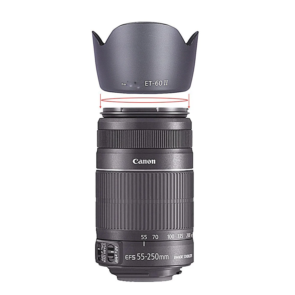 Бленда объектива для Canon EF 75 300 мм f/4 0 5 6 USM II III линзы S 55 250 F/4 5.6 IS Замена ET 60 II|lens hoods for