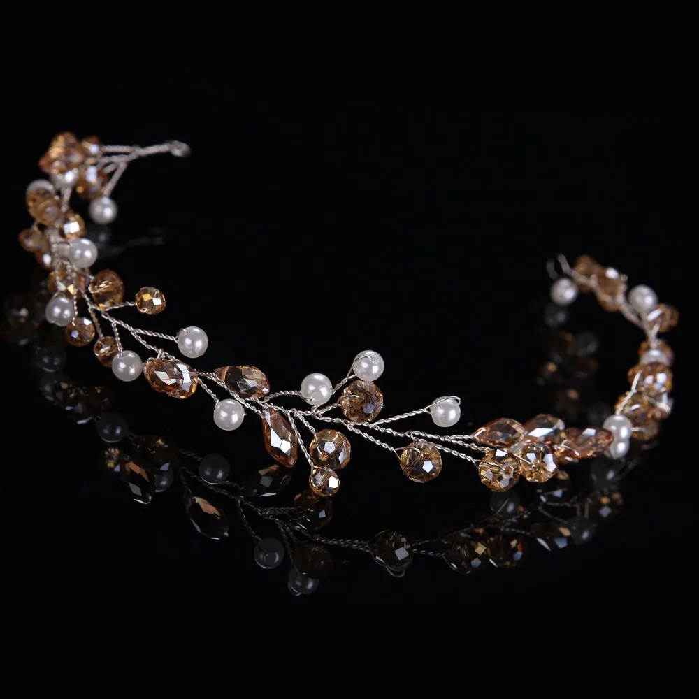 New Women Crystal Headbands Handmade Pearl Rhinestones Bride Hair Jewelry Elegant Wedding Headband Accessories Free shipping | Украшения и