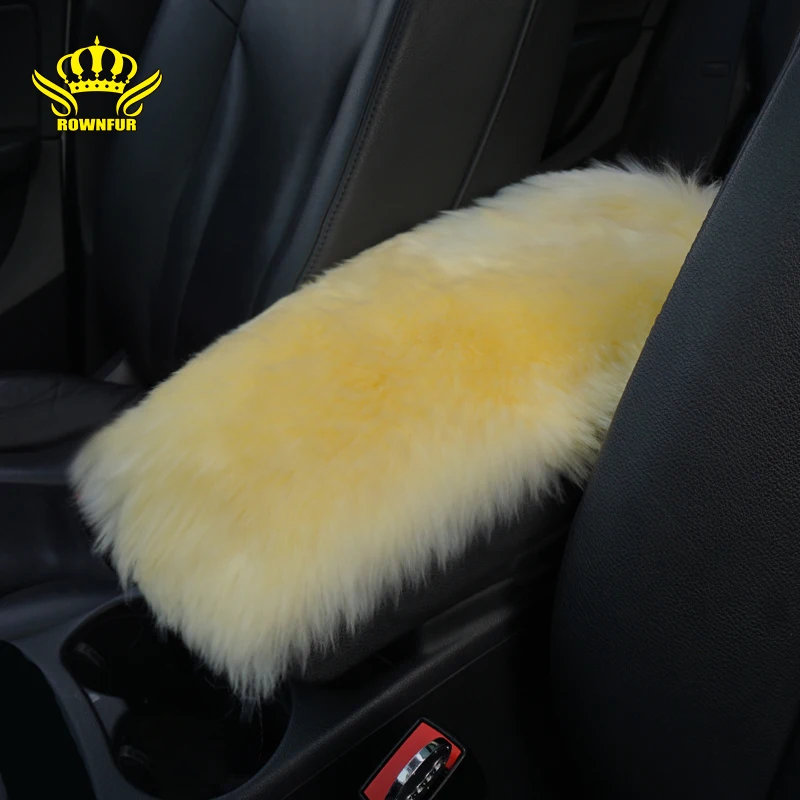 ROWNFUR Австралийская овчина автомобильный подлокотник крышка центр Авто аксессуары универсальные подлокотники защита подлокотника теплые коврики