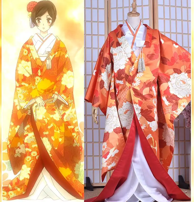 Аниме! 2018 хит Kamisama hajiemashita Nanami &amp Tomoe цветочное свадебное платье-кимоно широмуку