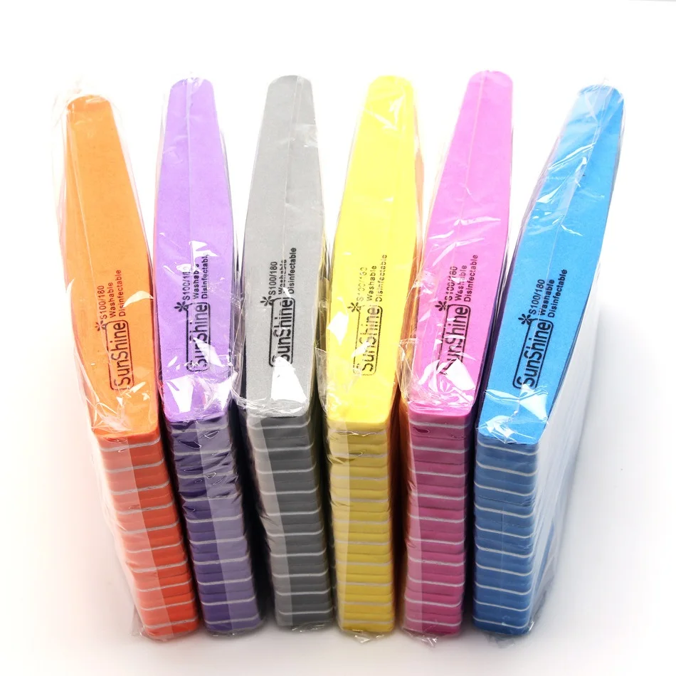 

60Pcs/10Pcs set Washable Sanding Sponge Nail File Buffer 100/180 Polishing Grinding Manicure Pedicure Pads Nail Filing Tools