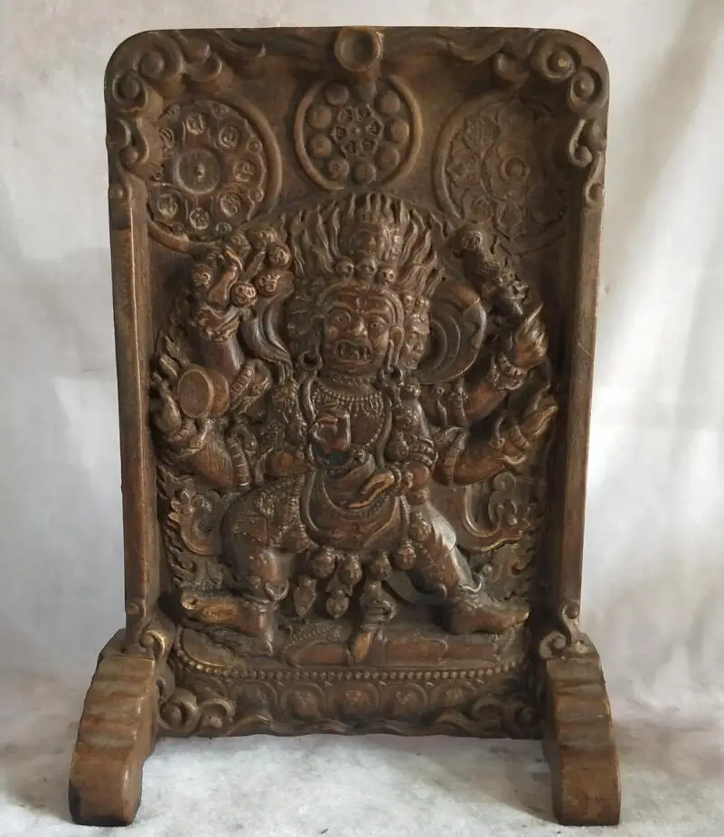 Коллекция произведений искусства Китай старая резьба по камню Mahakala статуя