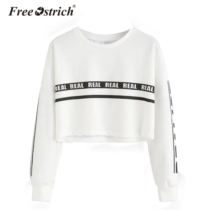 Бесплатная Страусиная 2018 Женская толстовка с капюшоном пуловер буквенным