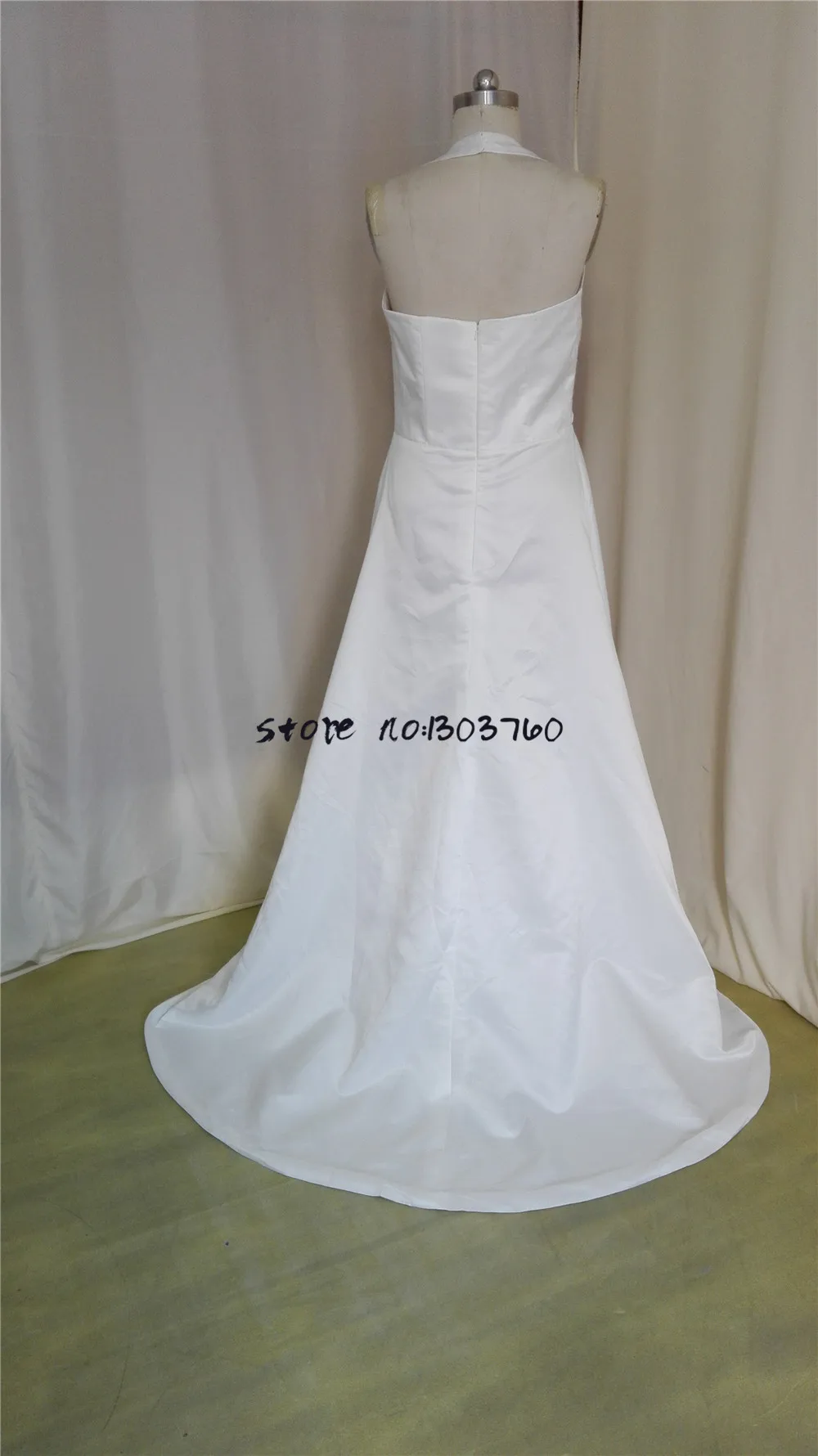 Vestidos De Novia 2017 без рукавов с лямкой на шее развертки поезд молния А-силуэт Низкая
