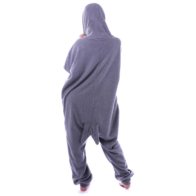 Кигуруми серый уплотнение onesies Пижама Костюм для сна Унисекс Взрослые пижамы Косплей костюмы животных Onesie пижамы комбинезон для мужчин и женщин