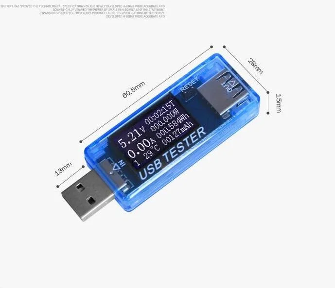 USB-тестер измеритель напряжения тока цифровой емкости зарядного устройства