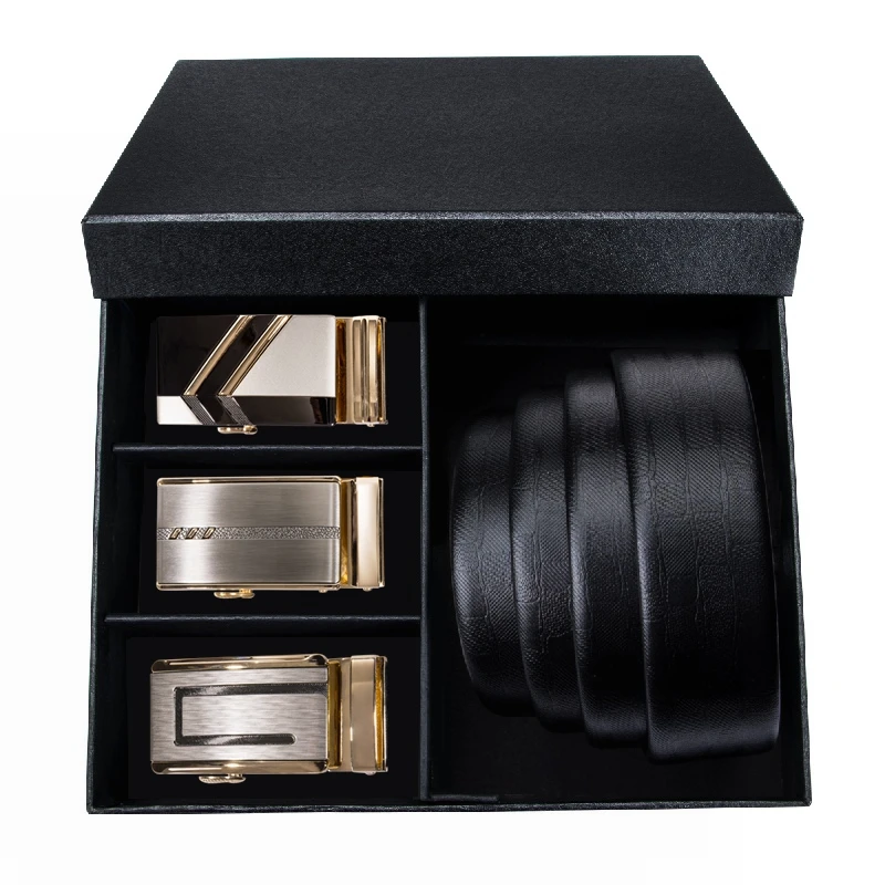 2059-2079-2084-DEA Мужские ремни от известного бренда, высокое качество, 3 шт., автоматическая пряжка, мужской ремень 110-160 см, ремень из натуральной кожи с подарочной коробкой - Цвет: 2059-2079-2084-DEA