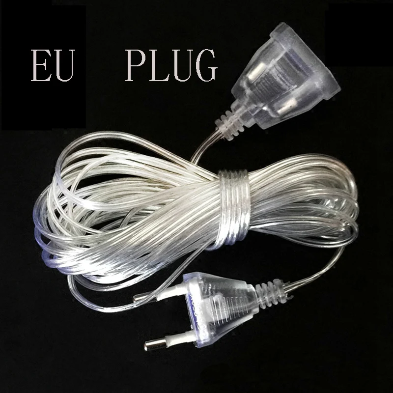 3 м 220 В ЕС США штекер прозрачный удлиненный провод Рождественские огни гирлянда