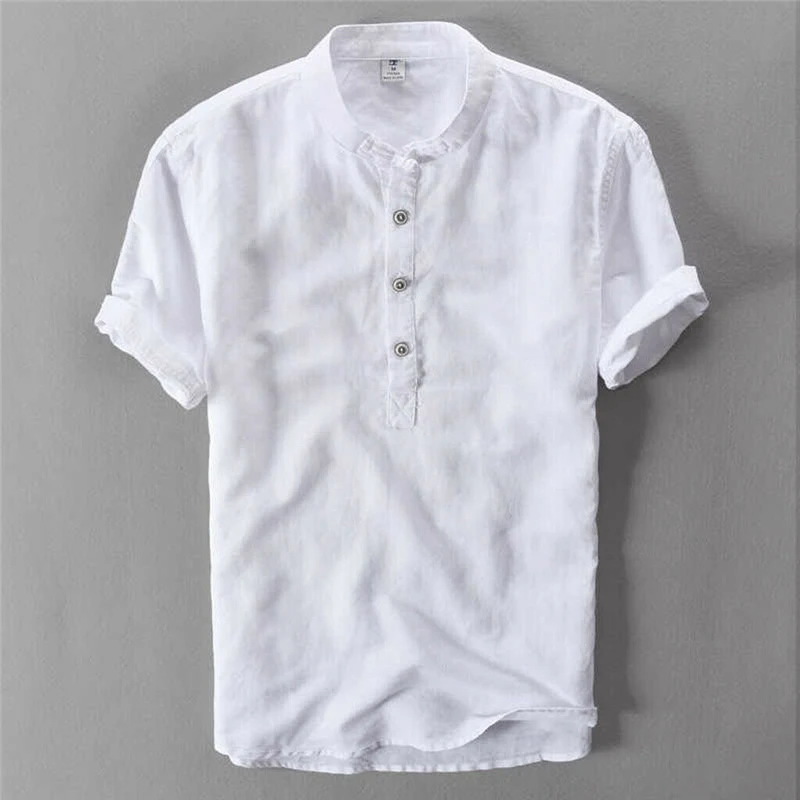 

New Men Solid Linen Shirts 2019 Summer Casual Slim Fitness Short Sleeve Shirts Man Male Stylish Soft Shirt Blouse Tops Plus Size