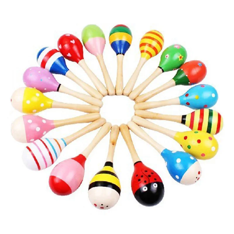 50 шт мини красочные деревянные шариковые погремушки Maracas игрушки песочный