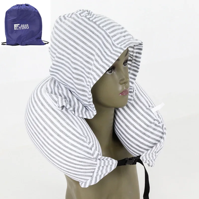 B Gray stripe LXHYSJ полосатая u-образная шапка, подушка для шеи, многофункциональная авиационная Автомобильная подушка для офиса, подушка для шеи, аксессуары для путешествий - Цвет: B Gray stripe