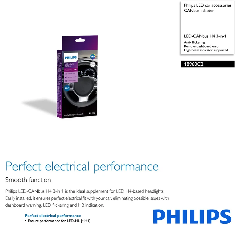 Philips светодиодный CANbus H4 9003 HB2 18960C2 декодер светодиодный адаптер Ошибка Отмена удаление приборной панели Предупреждение Простая установка(двойной