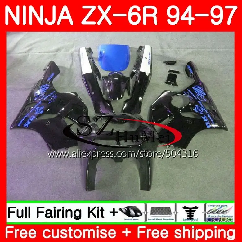 

Корпус для KAWASAKI NINJA ZX-6R глянцевый черный 94-97 ZX636 600CC ZX 636 13SH15 ZX6R 94 95 96 97 ZX 6R 1994 1995 1996 1997 обтекатели