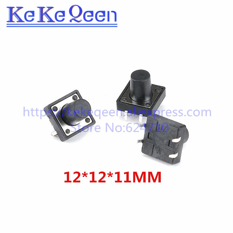 50 шт./лот 12x12x11 12x12x11 мм сенсорная кнопка Микро-переключатель прямой подключения самосброс 12*12*11 мм кнопочная Кнопка DIP 4 контакта 12*12*11