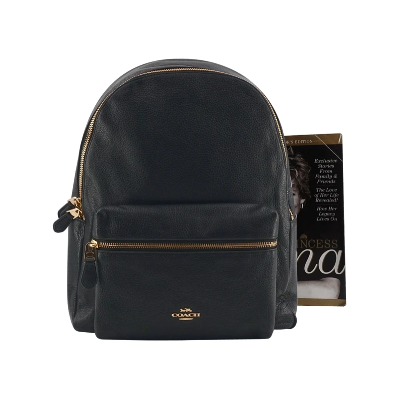 Большой черный кожаный рюкзак Coach Pebble F29004|Женские рюкзаки| |